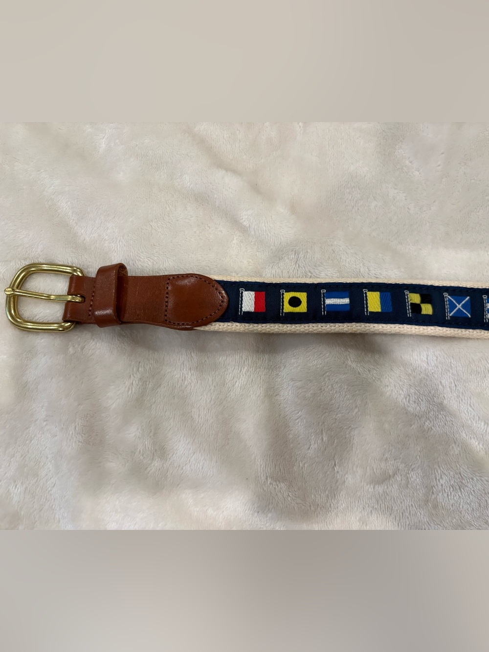 Leather Man Youth Nautical Flags Belt size 24 Preppy Maritime Sailing